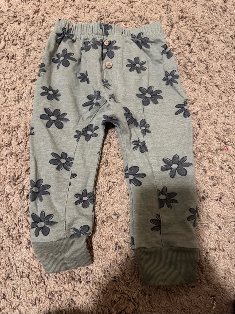 Jessica Simpson Sage Green Joggers with Dark Gray Floral Print